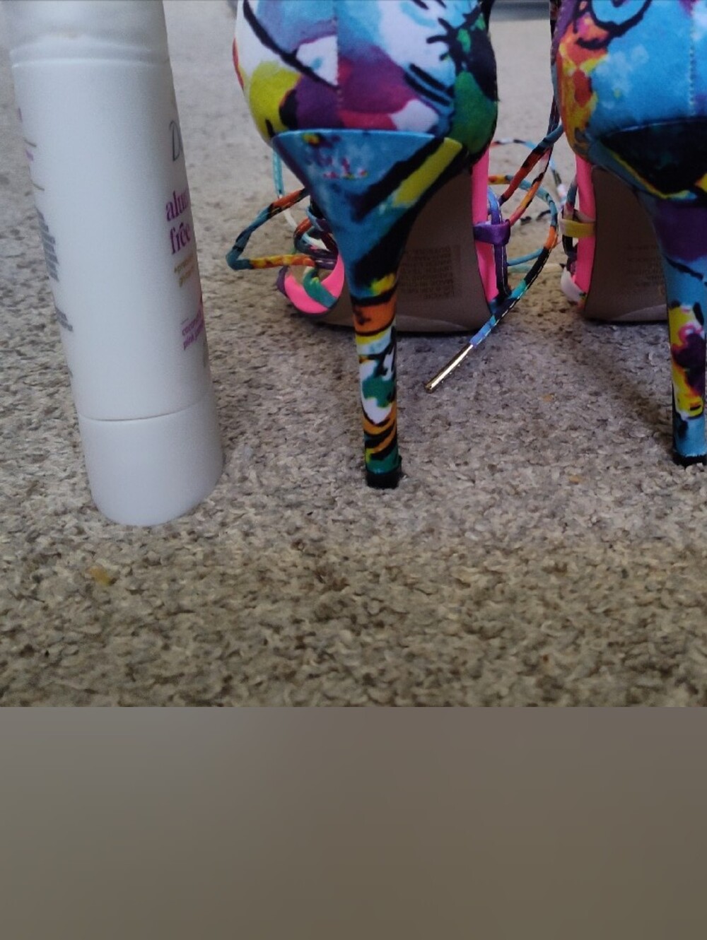 Shoe Dazzle Neon Pink Multicolor Strappy Lace-Up Heels - Picture 5 of 5